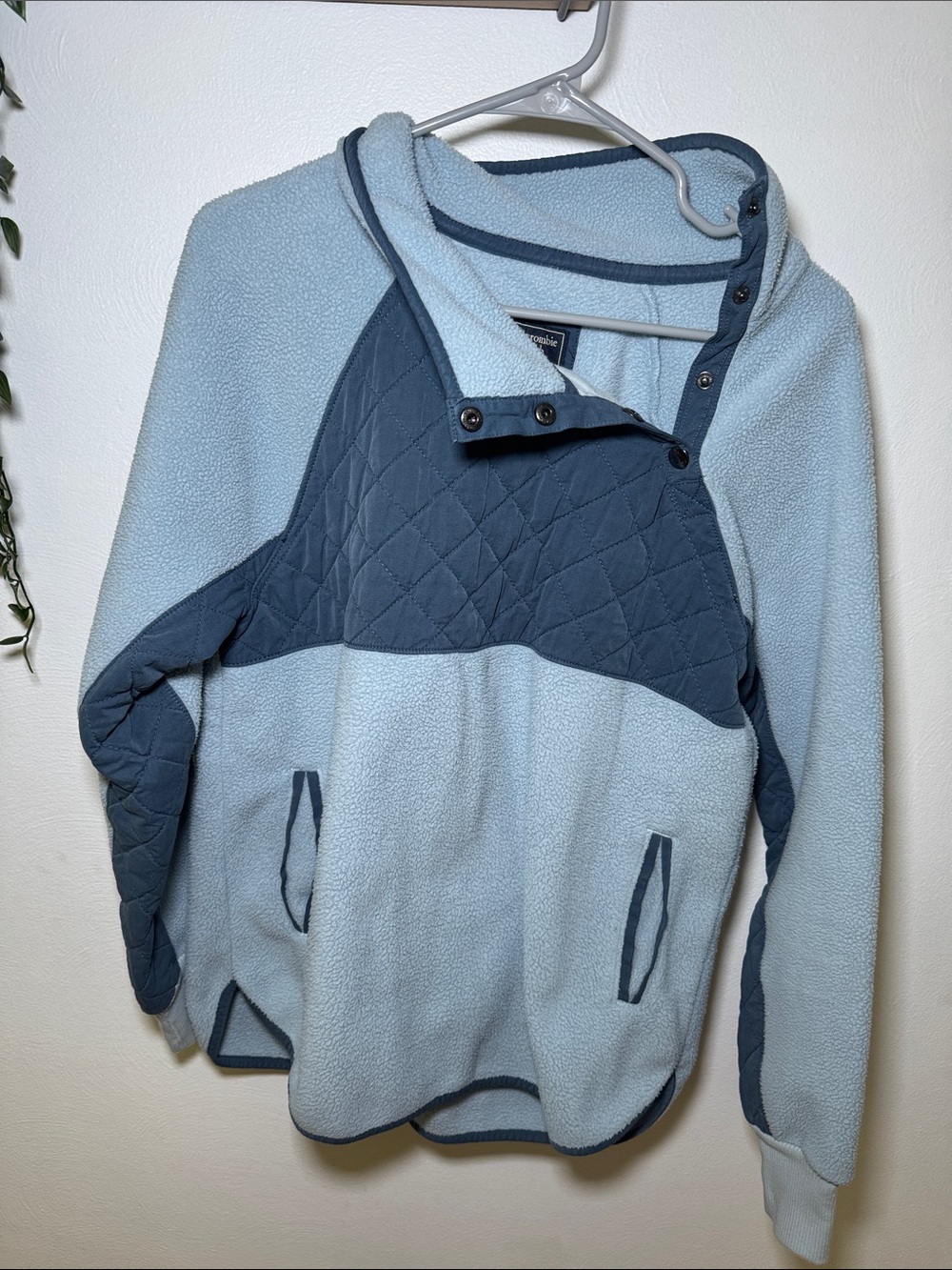 Abercrombie & Fitch Light Blue Fleece Jacket with Dark Blue Trim